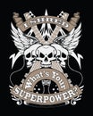 Guitar player t-shirt design. I shred what`s your superpower?