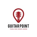 Guitar point logo design template. vector illustration of guitar icon on point, pointer icon concept. music studio, guitar shop Royalty Free Stock Photo