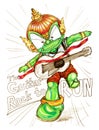 The Guitar Rock to Run color drawn Thai Giant cartoon character Royalty Free Stock Photo