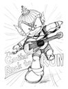 The Guitar Rock to Run Thai Giant cartoon character design drawn Royalty Free Stock Photo