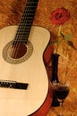 Guitar, rose, wine Royalty Free Stock Photo