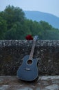 Guitar and roses on Roman Bridge in Sarajevo Royalty Free Stock Photo