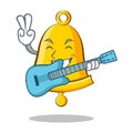 With guitar school bell character cartoon