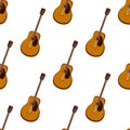 Guitar seamless pattern. Stringed musical instrument. Vector illustration on a white background Royalty Free Stock Photo