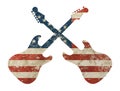 Guitar shaped old grunge vintage American US flag Royalty Free Stock Photo