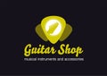 Guitar shop logo. Guitar in a plectrum shape Royalty Free Stock Photo