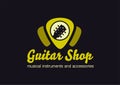 Guitar shop logo. Guitar in a plectrum shape Royalty Free Stock Photo
