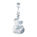 Guitar silhouette filled with clouds and musical notes Royalty Free Stock Photo