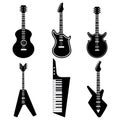 Guitar silhouette of flat vector icons set Royalty Free Stock Photo