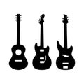 Guitar Silhouettes Acoustic Electric Bass Black Vector Illustration Royalty Free Stock Photo