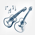 Guitar sketch vector illustration isolated design element Royalty Free Stock Photo