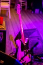 Guitar and sound amplifier in abstract light Royalty Free Stock Photo
