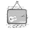Guitar stencil pattern in a frame on brick wall monochrome Royalty Free Stock Photo