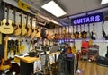 Guitar store full of guitars