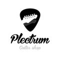 Guitar store logo. Guitar headstocks isolated plectrum shape