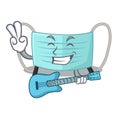 With guitar surigcal mask in the cartoon box