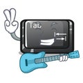 With guitar tab button attached to cartoon keyboard Royalty Free Stock Photo