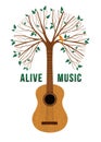 Guitar tree live music quote concept illustration