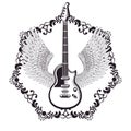 Guitar and wings drawn tattoo icon