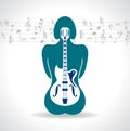 Guitar in womans body icon