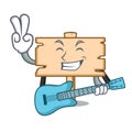 With guitar wooden board mascot cartoon
