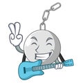 With guitar wrecking ball isolated on a mascot