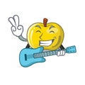 With guitar yellow apple isolated with the mascot