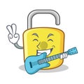 With guitar yellow lock character mascot