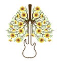 Guitar with yellow sunflower forming healthy lungs and bronchial tree organ anatomy