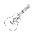 Hand-drawn acoustic guitar outline vector illustration. Acoustic guitar sketch doodle drawing style, isolated on white background Royalty Free Stock Photo