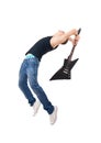 Guitarist breaking his guitar Royalty Free Stock Photo