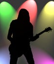 Guitarist in the colorful lights