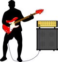 Guitarist with electric guitar and amplifier