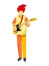 Guitarist flat vector illustration. A man playing a guitar design. Royalty Free Stock Photo