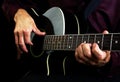 Guitarist hands and guitar