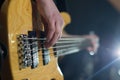 Guitarist hands playing guitar over black Royalty Free Stock Photo