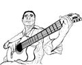 Guitarist ink sketch vector illustration