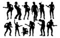 Guitarist Musicians Silhouettes Set