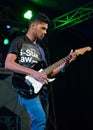 Guitarist performing at rock concert