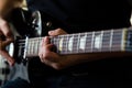 Guitarist play on electric guitar Royalty Free Stock Photo