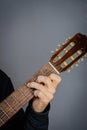 C Major Chord played by Guitarist on classical acoustic guitar Royalty Free Stock Photo