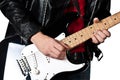 Guitarist playing on electric guitar