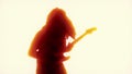 Heavy Metal Guitarist Backlit On Stage
