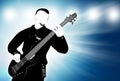 Guitarist silhouette on abstract background Royalty Free Stock Photo