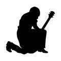 Guitarist silhouette black Royalty Free Stock Photo