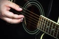 Guitarist strumming acoustic guitar Royalty Free Stock Photo