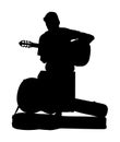 Guitarist vector silhouette illustration isolated on white background. Guitar player music instrument. Royalty Free Stock Photo