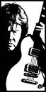 Guitarist. Vector stencil on white background