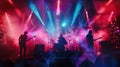 Rock Band Performance in Colorful Light and Smoke