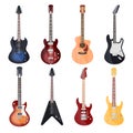 Guitars, different styles, electric and rock bass